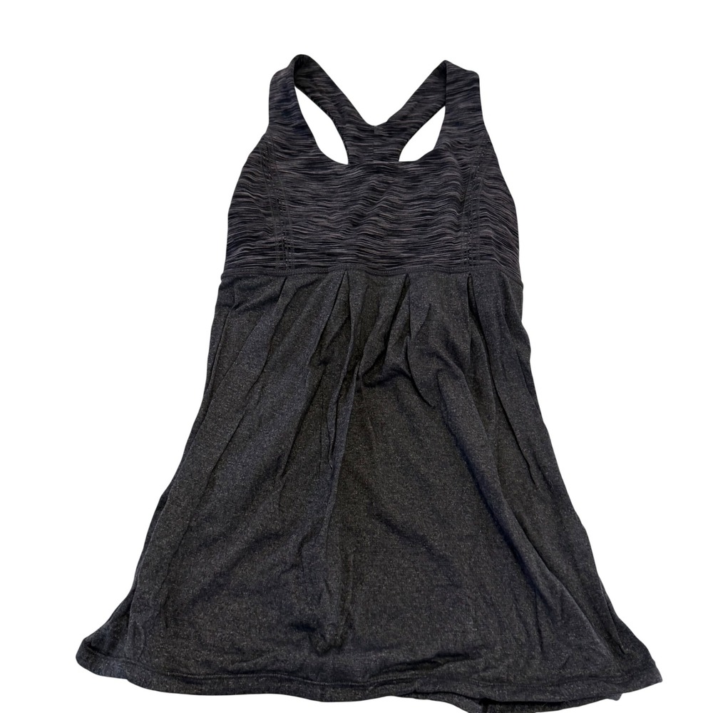 Lululemon Pleated Athletic Tank Top Built In Bra Grey Space Dye Size 4